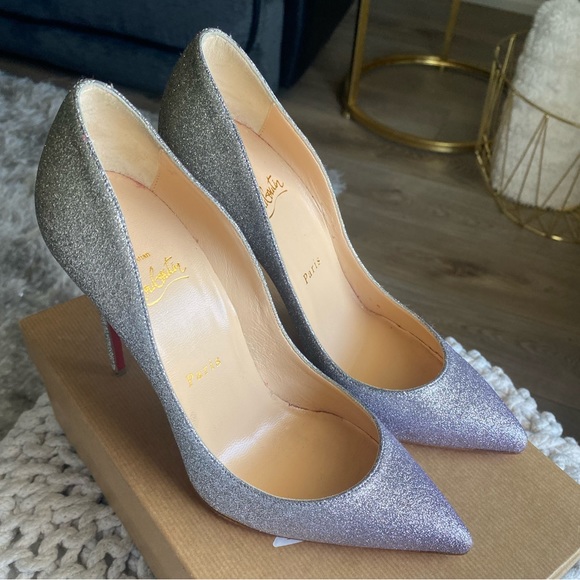 Christian Louboutin Pigalle Follies 100mm Glitter Mini Degrade - Drage Silver - Picture 14 of 15